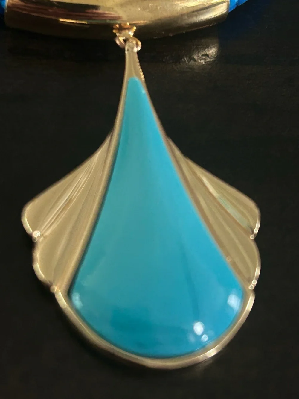 18kGold heavy plated -Accent Blue Pendant Necklace